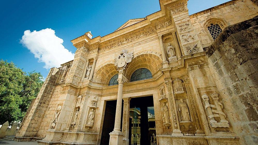 Historic cathedral facade in Santo Domingo